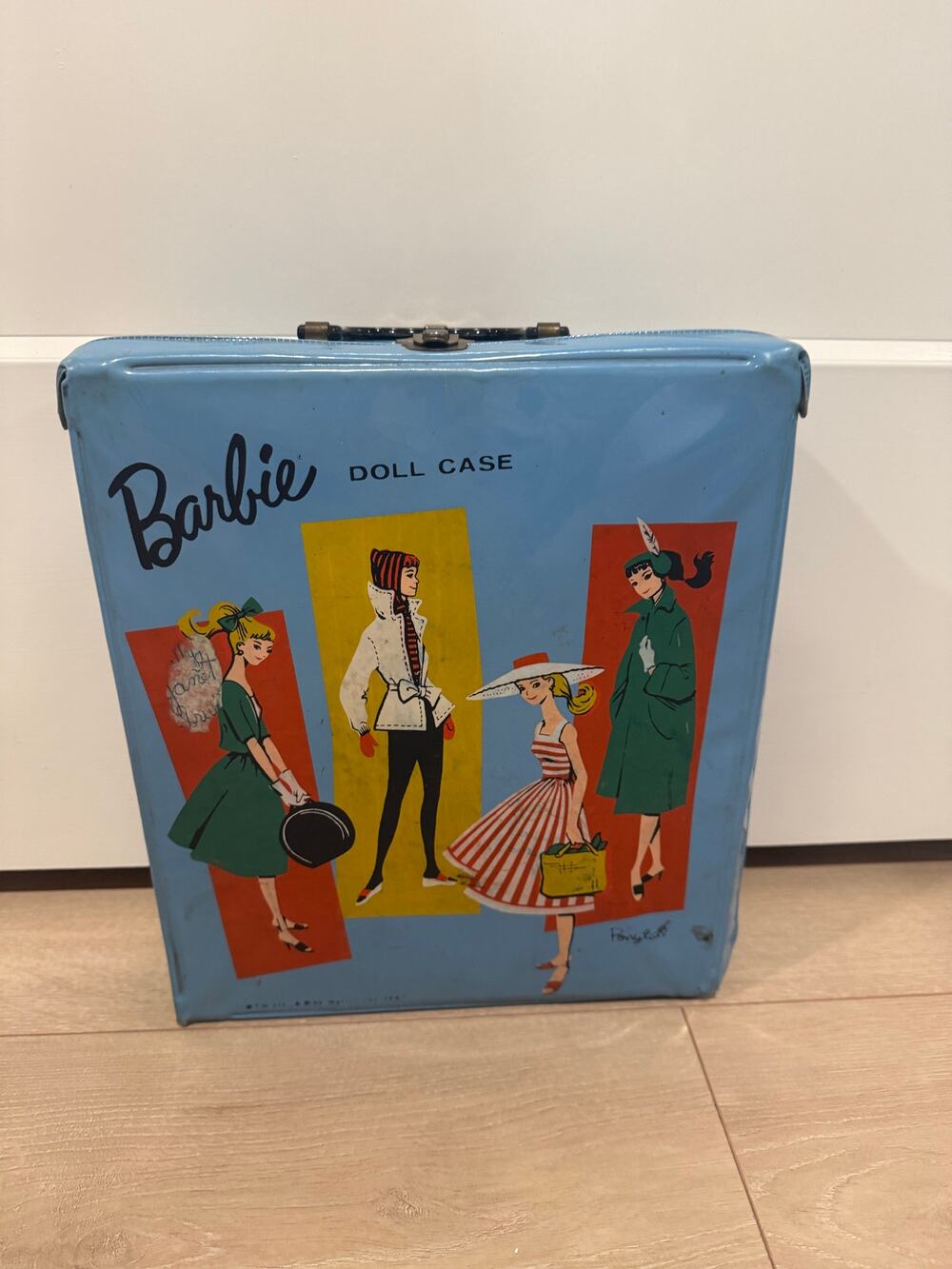 Vintage 1961 Mattel Ponytail Barbie Blue Vinyl Carrying Case JM